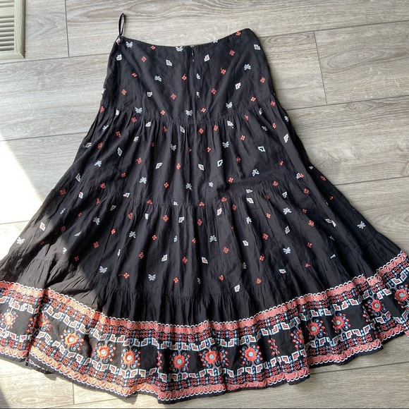 French Connection Floral Embroidered Tiered Boho Maxi Skirt - Picture 16 of 16